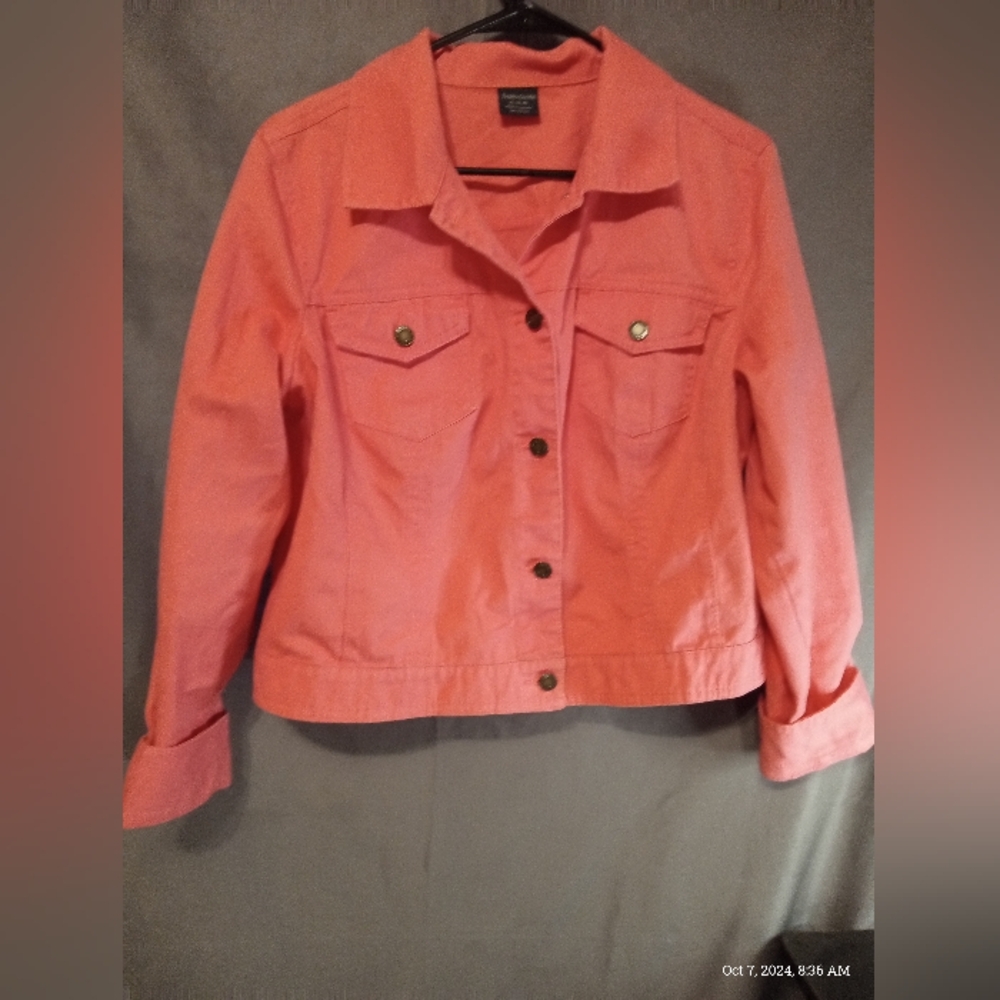 Faded Glory m coral pink denim jacket
